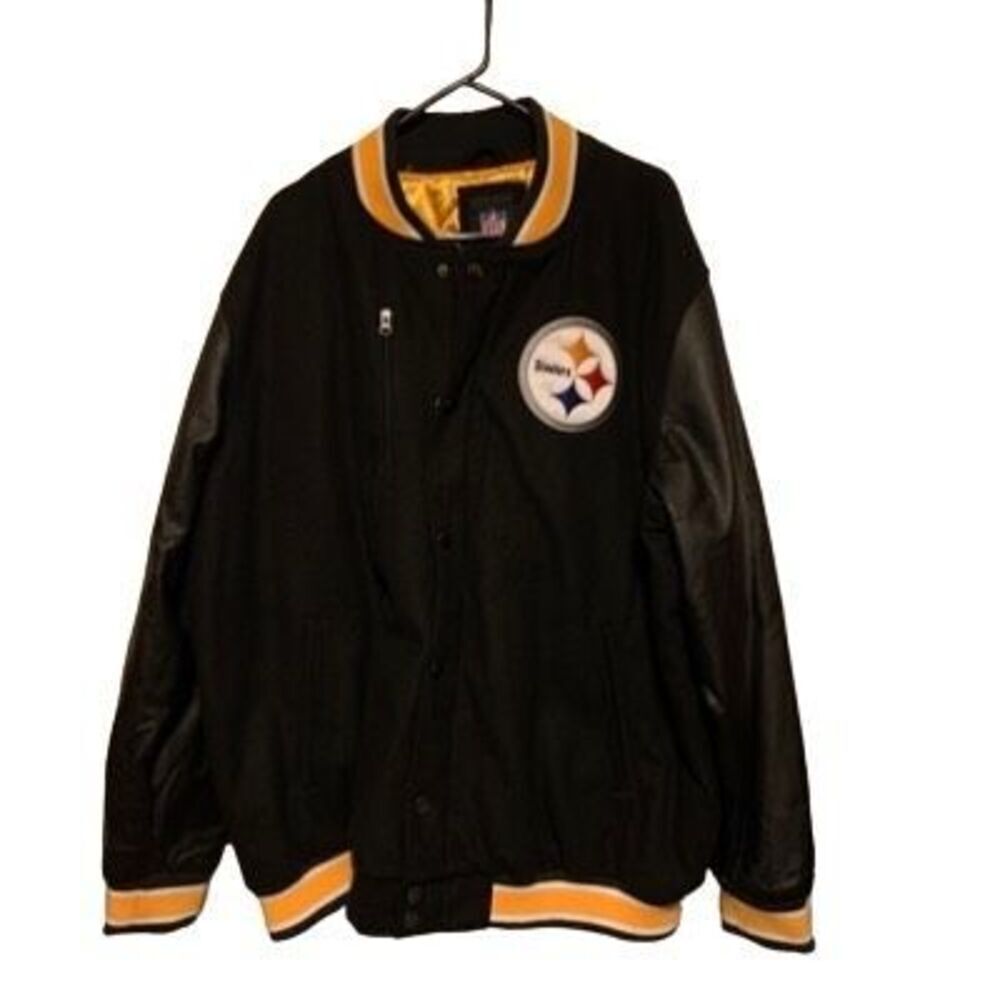 Pittsburgh Steelers Size 3XL GIII Black Varsity Jacket Coat